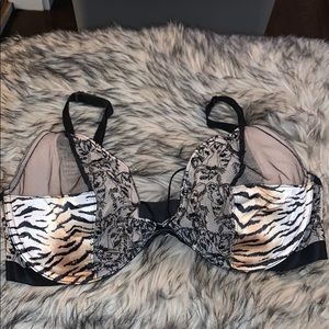 Victoria Secret Bra 34DD/E75 Zebra Black/tan